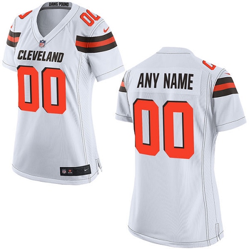 Women's Limited Nike Jersey White Road - Customized NFL Cleveland Browns